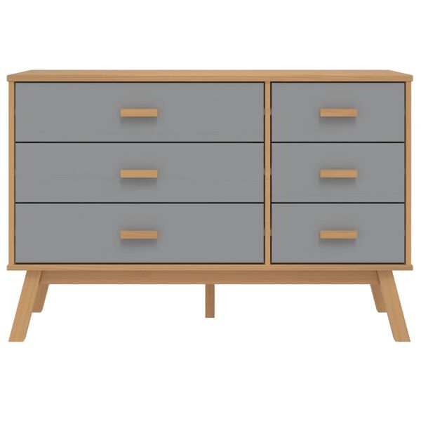 vidaXL Drawer Cabinet OLDEN Grey and Brown Solid Wood Pine