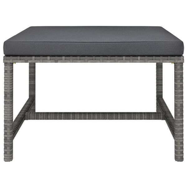 vidaXL Sectional Footrest with Cushion Grey Poly Rattan
