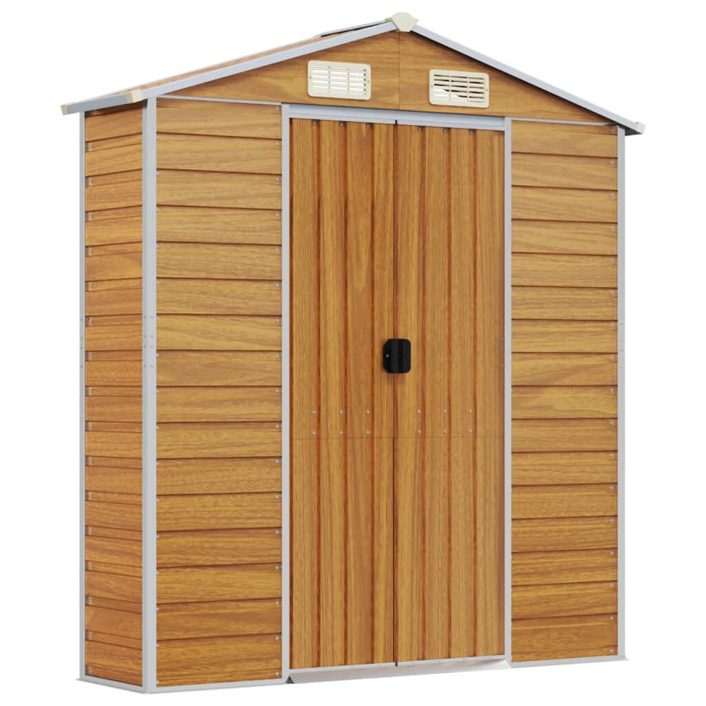 vidaXL Garden Shed Light Brown 191x130x198 cm Galvanised Steel