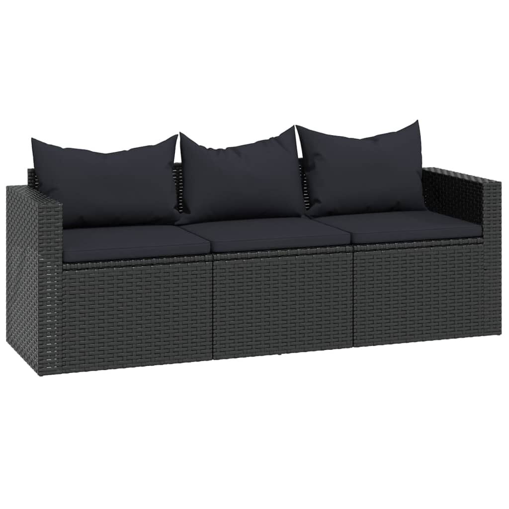 vidaXL Garden Lounge Set Black Poly Rattan