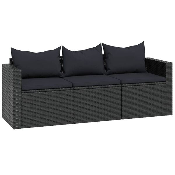 vidaXL Garden Lounge Set Black Poly Rattan