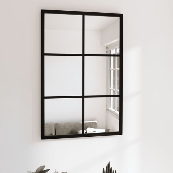 vidaXL Wall Mirror Black 60x40 cm Metal