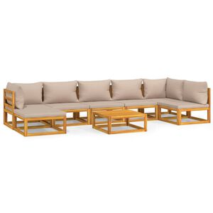 vidaXL 8 Piece Garden Lounge Set with Taupe Cushions Solid Wood