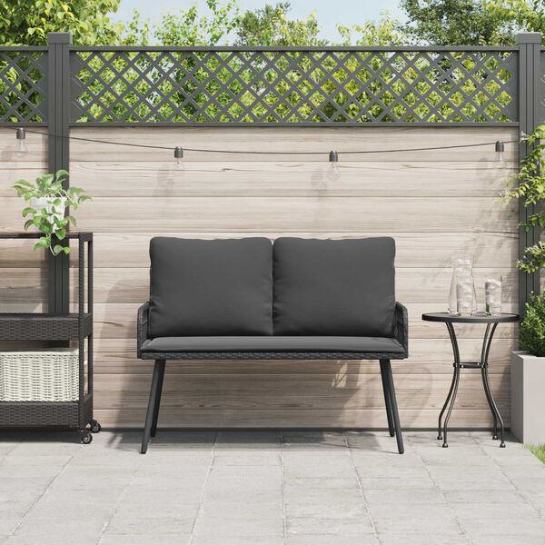 vidaXL Garden Bench Black 114x64x78 cm Poly Rattan