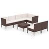 vidaXL 8 Piece Garden Lounge Set with Cushions Poly Rattan Brown