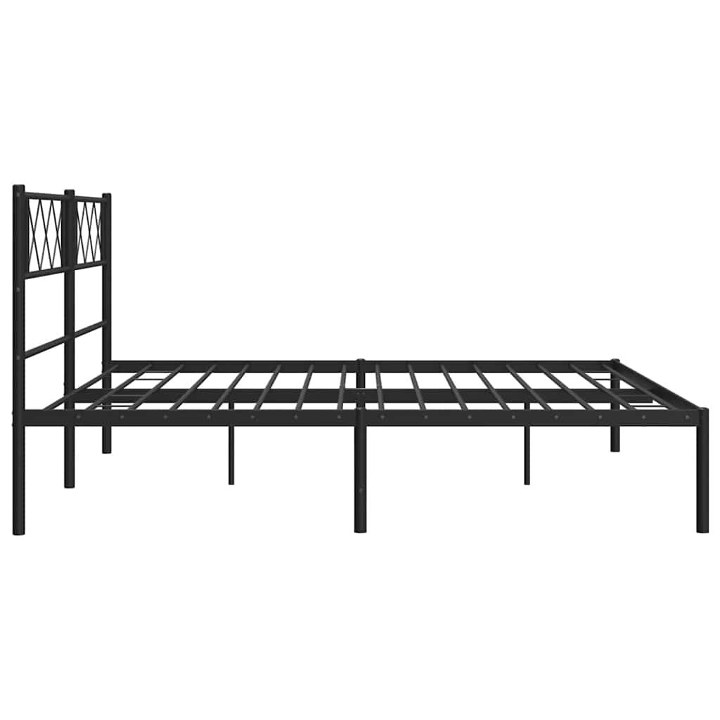 vidaXL Metal Bed Frame without Mattress with Headboard Black 183x213cm