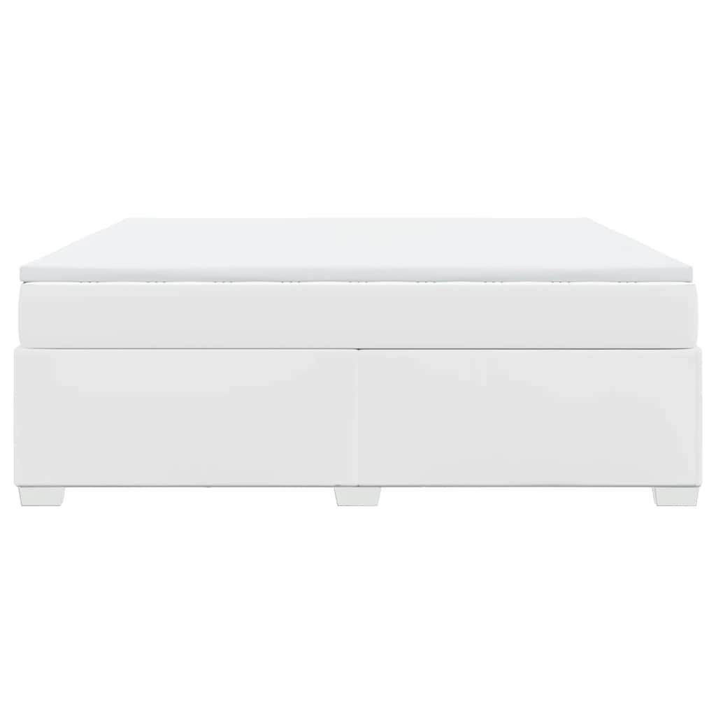 vidaXL Box Spring Bed with Mattress White King Faux Leather