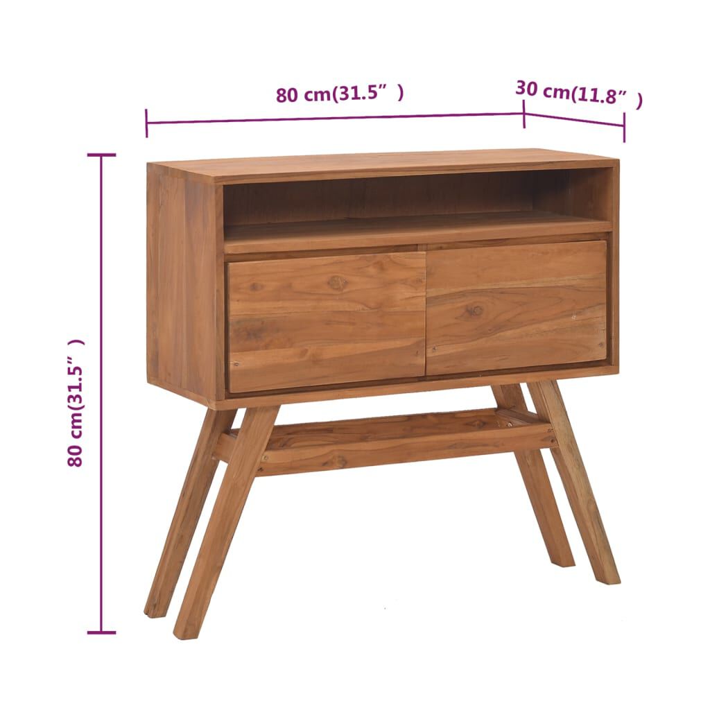 vidaXL Console Table 80x30x80 cm Solid Teak Wood