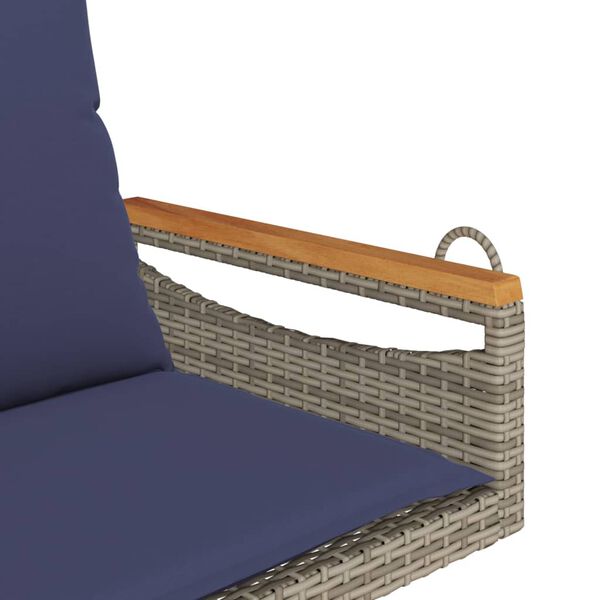 vidaXL Swing Bench with Cushions Grey 63x62x40 cm Poly Rattan