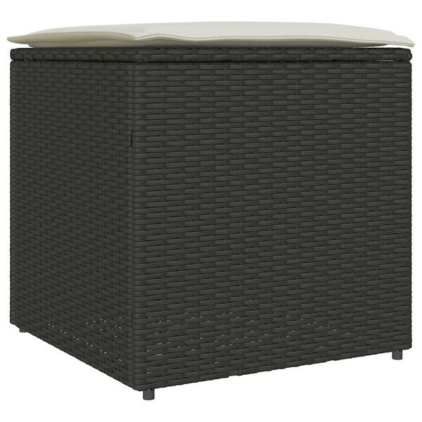 vidaXL Cushion Box with Storage Black 50 x 50 x 50 cm Poly Rattan