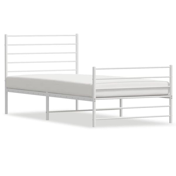 vidaXL Metal Bed Frame without Mattress with Footboard White 100x190cm