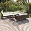 vidaXL 11 Piece Garden Lounge Set with Cushions Poly Rattan Brown