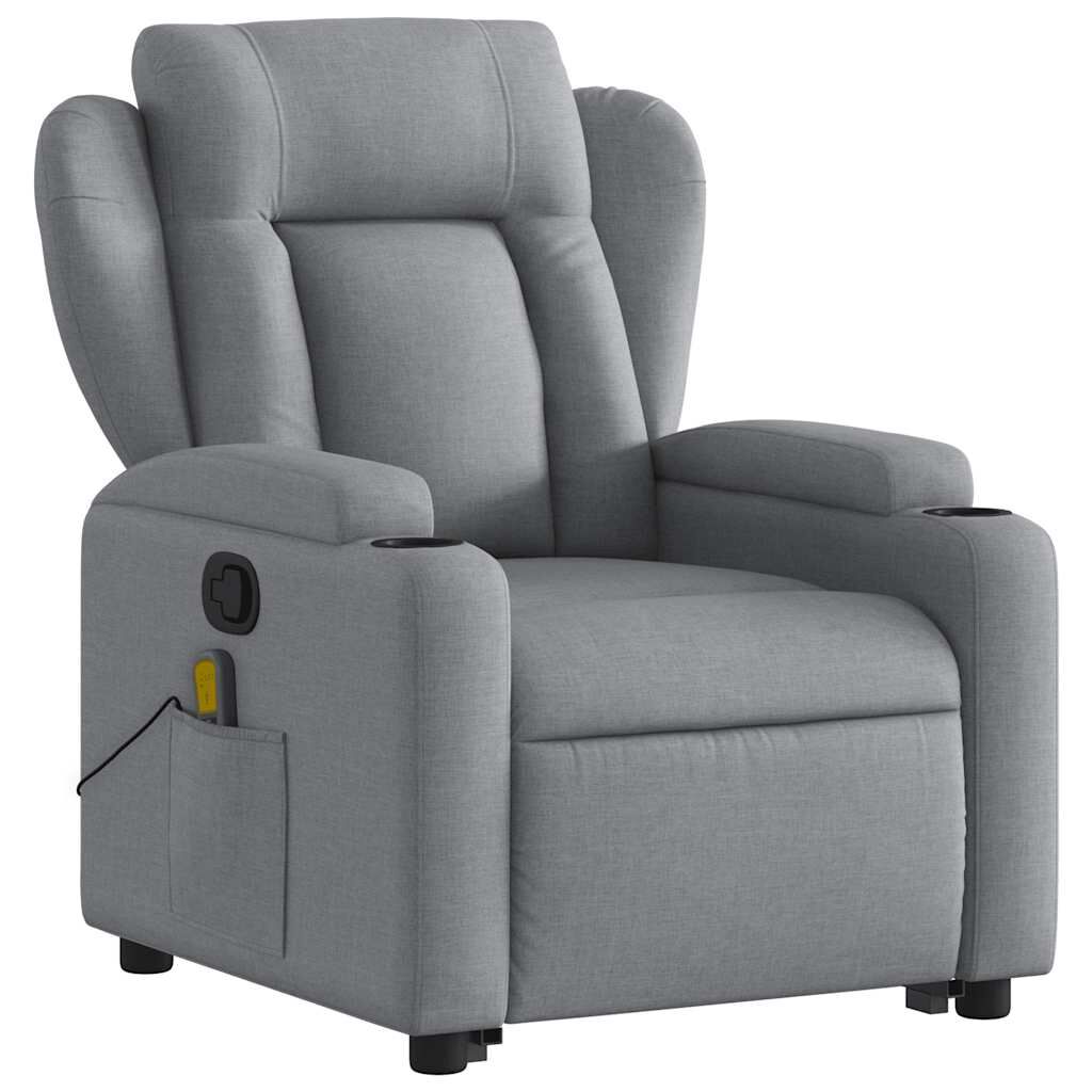 vidaXL Stand up Massage Recliner Chair Light Grey Fabric