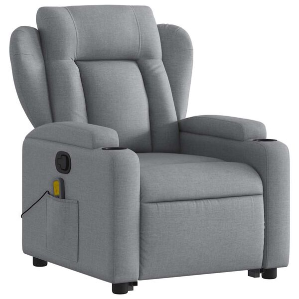 vidaXL Stand up Massage Recliner Chair Light Grey Fabric