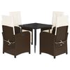 vidaXL 5 Piece Garden Dining Set with Cushions Brown Poly Rattan