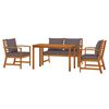 vidaXL 4 Piece Garden Dining Set with Cushions Solid Wood Acacia