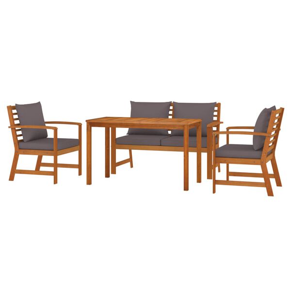 vidaXL 4 Piece Garden Dining Set with Cushions Solid Wood Acacia