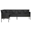 vidaXL L-shaped Garden Sofa with Cushions Black Poly Rattan