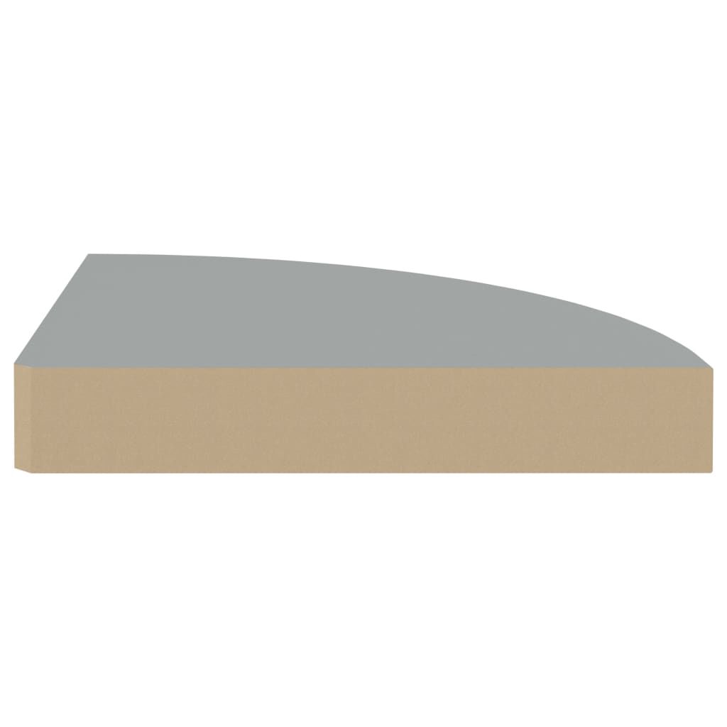 vidaXL Floating Corner Shelf Grey 25x25x3.8 cm MDF