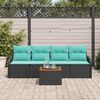 vidaXL Garden Sofa Set 5 pcs Black and Turquoise 55 x 55 x 37 cm
