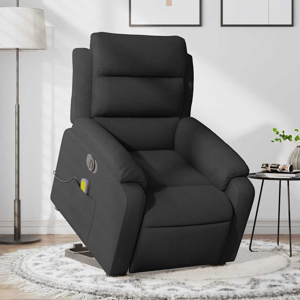 vidaXL Electric Stand up Massage Recliner Chair Black Fabric