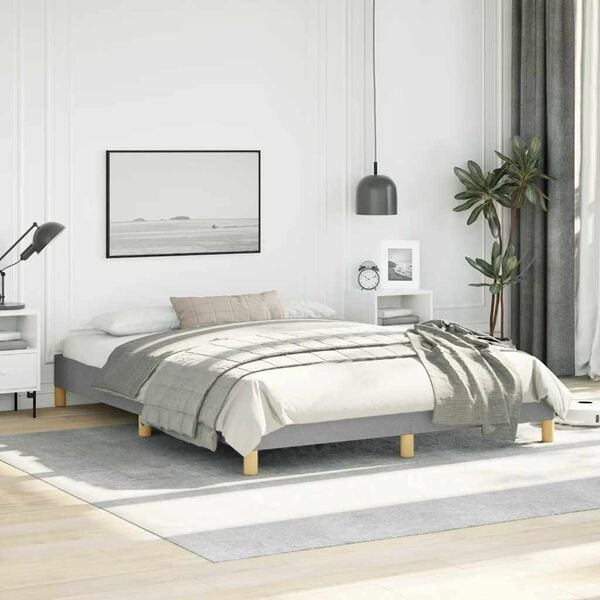 vidaXL Bed Frame without Mattress Light Grey 152x203 cm Queen Fabric