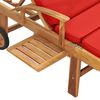 vidaXL Sun Lounger with Cushion Solid Teak Wood Red