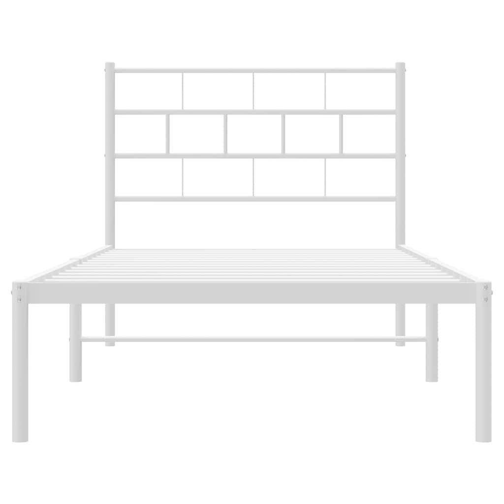 vidaXL Metal Bed Frame without Mattress with Headboard White 100x190cm