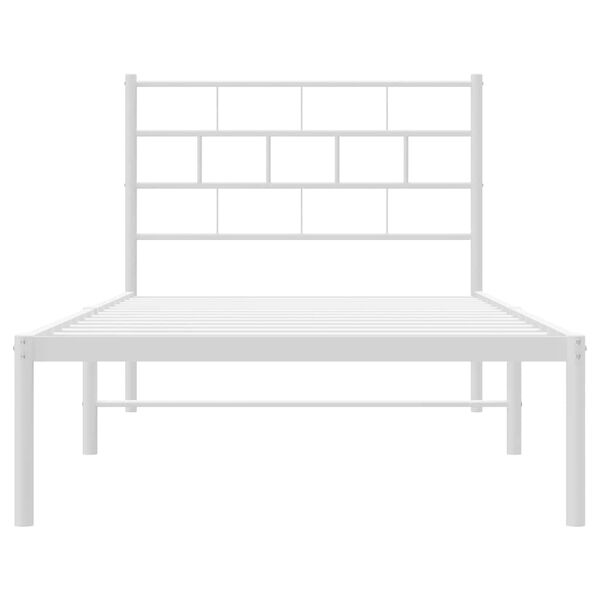 vidaXL Metal Bed Frame without Mattress with Headboard White 100x190cm