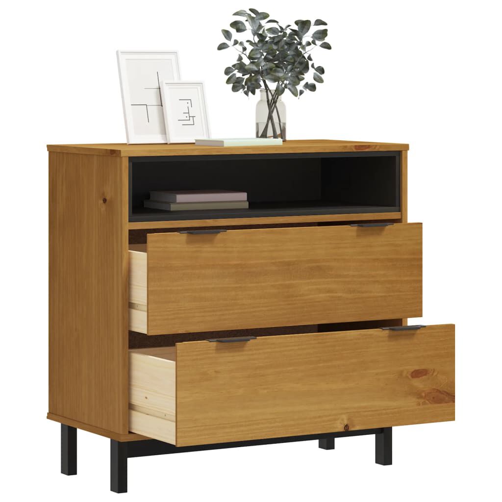 vidaXL Drawer Cabinet FLAM 80x40x80 cm Solid Wood Pine
