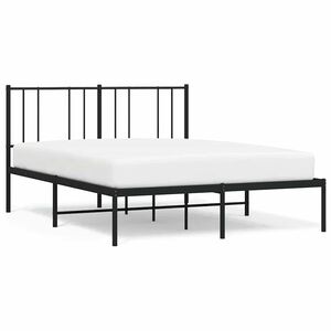 vidaXL Metal Bed Frame without Mattress with Headboard Black 135x190cm