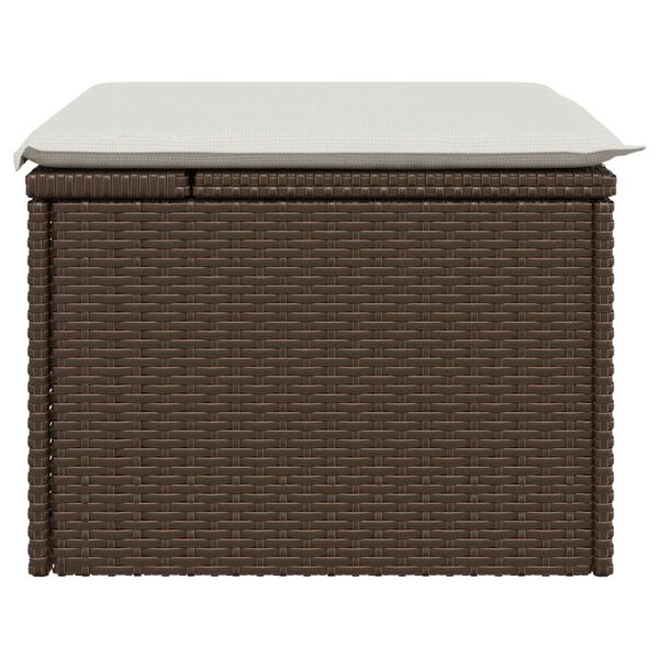 vidaXL Garden Stool with Cushion Brown 55x55x37 cm Poly Rattan