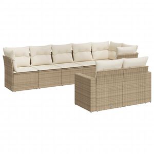 vidaXL 8 Piece Garden Sofa Set with Cushions Beige Poly Rattan