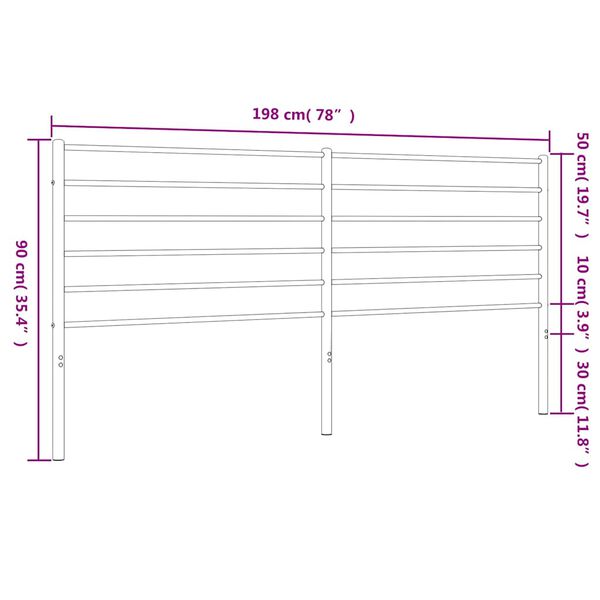 vidaXL Metal Headboard Black 193 cm