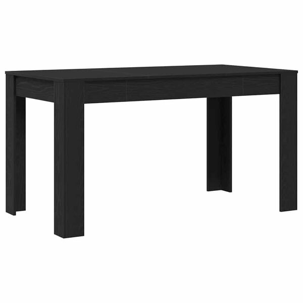vidaXL Dining Table Black Oak 140 x 74.5 x 76 cm Poly Rattan