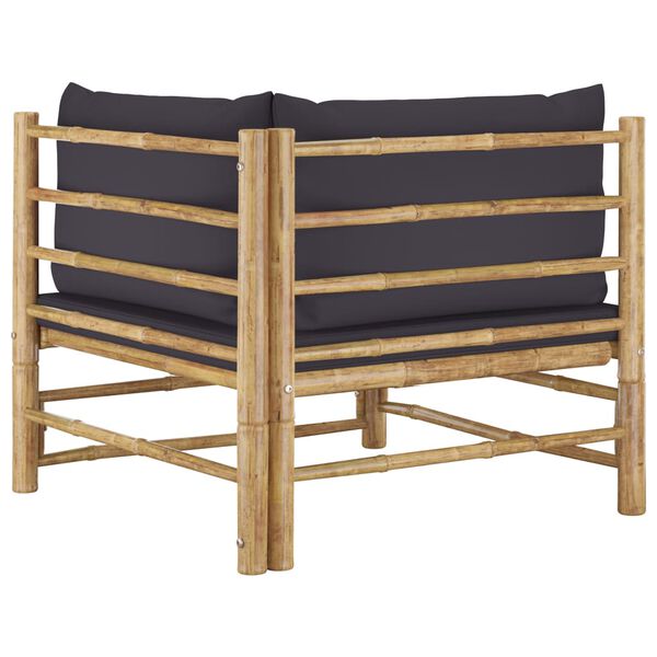 vidaXL 2 Piece Garden Lounge Set with Dark Grey Cushions Bamboo