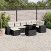 vidaXL 8 Piece Garden Sofa Set with Cushions Black Poly Rattan