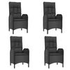 vidaXL 7 Piece Garden Dining Set with Cushions Black Poly Rattan