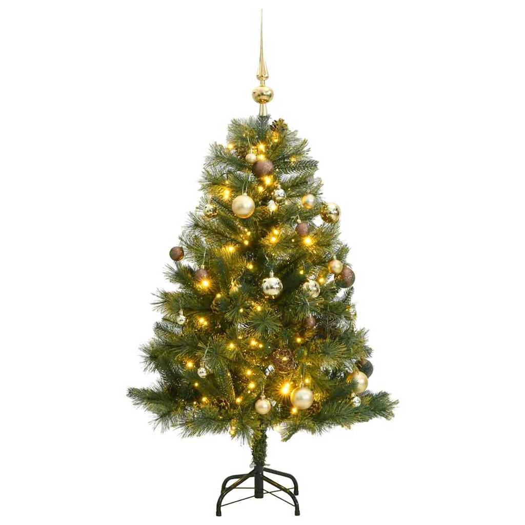 vidaXL Artificial Hinged Christmas Tree 150 LEDs & Ball Set 120 cm
