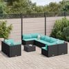 vidaXL 10 Piece Garden Sofa Set with Cushions Black Poly Rattan