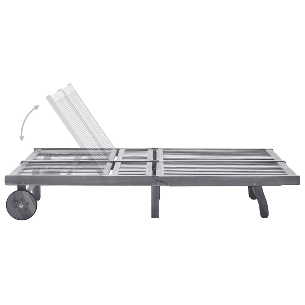 vidaXL 2-Person Garden Sun Lounger with Cushion Grey Solid Acacia Wood