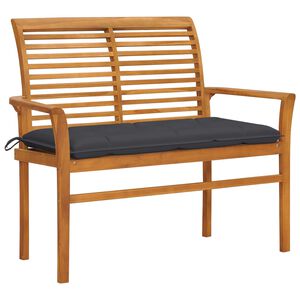 vidaXL Garden Bench with Anthracite Cushion 112 cm Solid Teak Wood