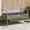 vidaXL Garden Bench with Cushion Grey Poly Rattan Acacia Wood