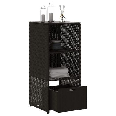 vidaXL Garden Storage Cabinet Black 50x55x115 cm Poly Rattan