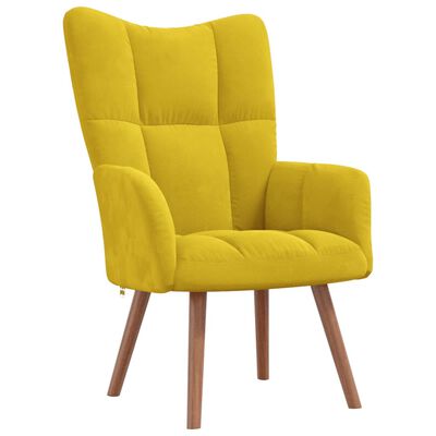 vidaXL Relaxing Chair with a Stool Mustard Yellow Velvet