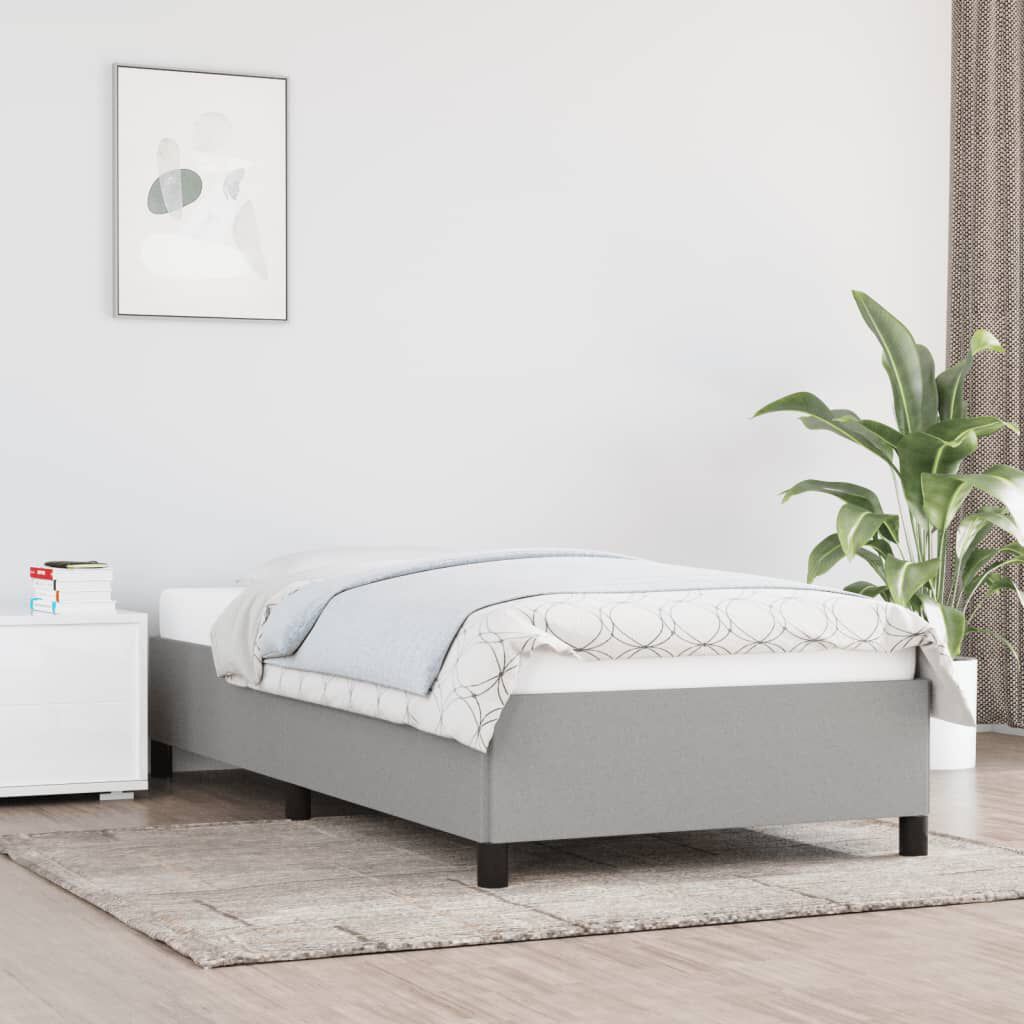 vidaXL Bed Frame without Mattress Light Grey 100x190 cm Twin Fabric
