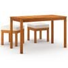 vidaXL 3 Piece Garden Dining Set with Cushions Solid Wood Acacia