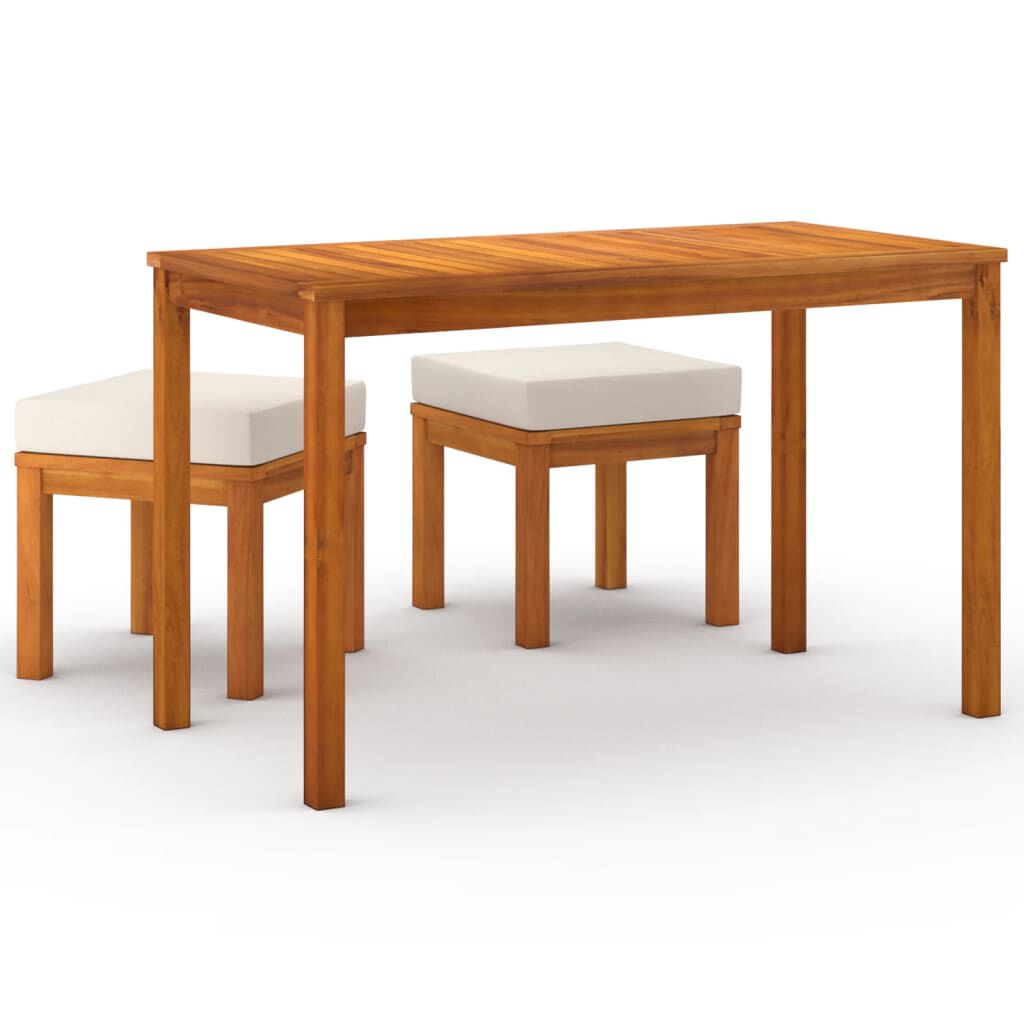 vidaXL 3 Piece Garden Dining Set with Cushions Solid Wood Acacia