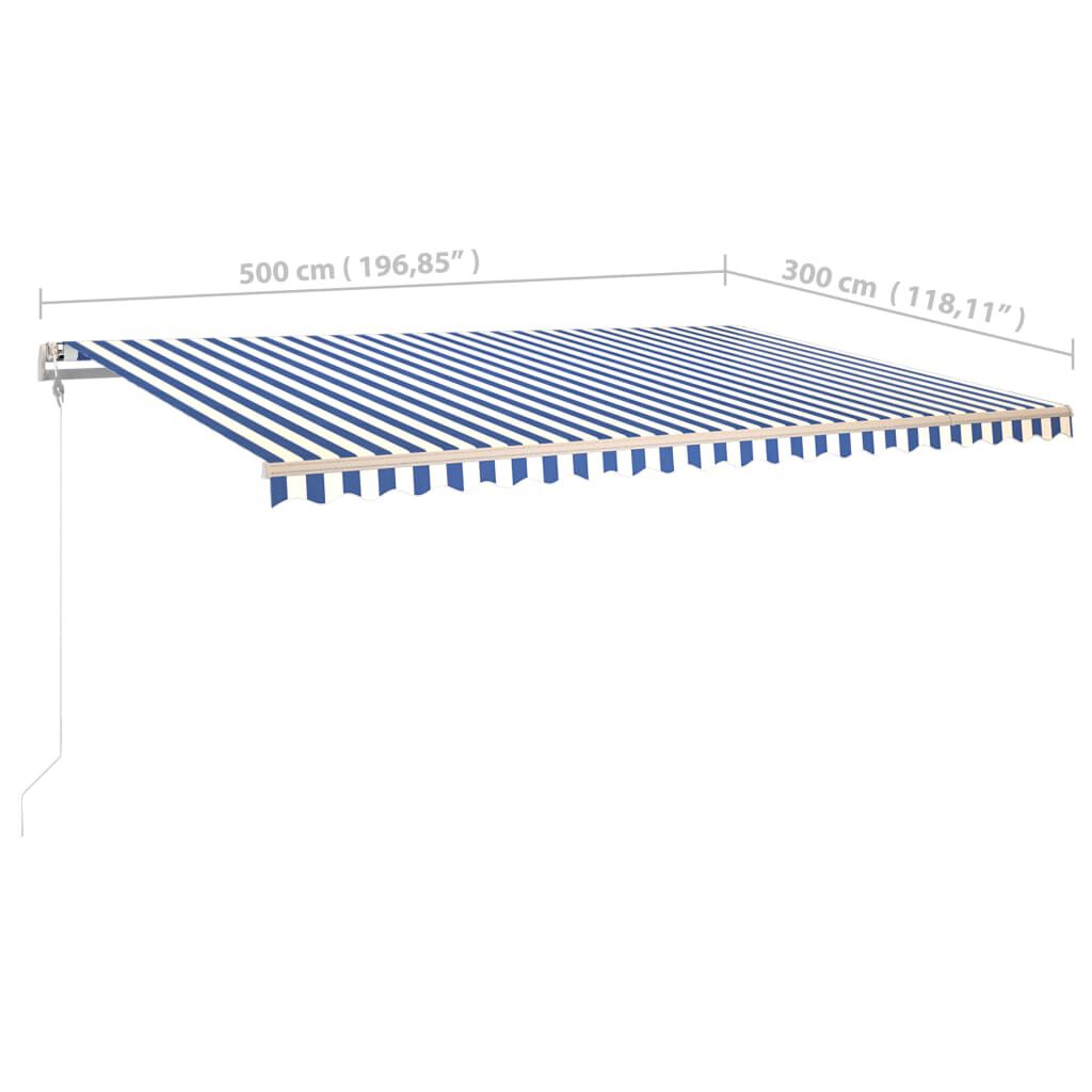 vidaXL Automatic Retractable Awning 500x300 cm Blue and White