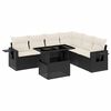 vidaXL 7 Piece Garden Sofa Set with Cushions Black Poly Rattan